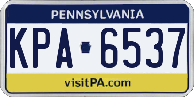 PA license plate KPA6537