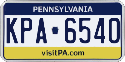PA license plate KPA6540