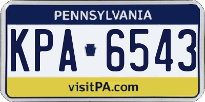 PA license plate KPA6543