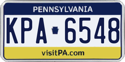 PA license plate KPA6548