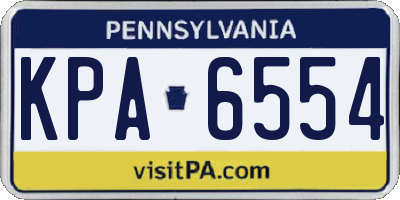 PA license plate KPA6554