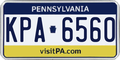 PA license plate KPA6560
