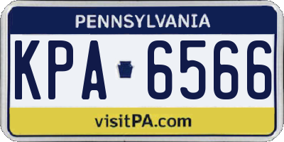 PA license plate KPA6566