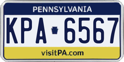 PA license plate KPA6567