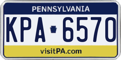PA license plate KPA6570