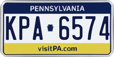 PA license plate KPA6574