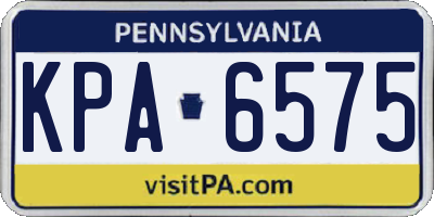 PA license plate KPA6575