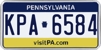PA license plate KPA6584