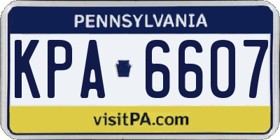 PA license plate KPA6607