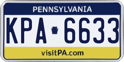 PA license plate KPA6633