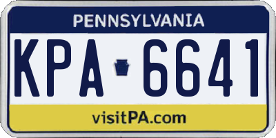 PA license plate KPA6641