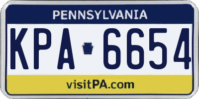 PA license plate KPA6654
