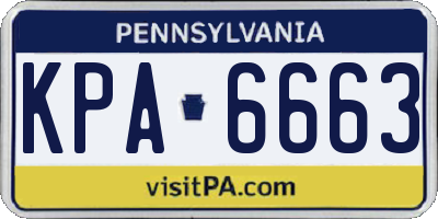 PA license plate KPA6663