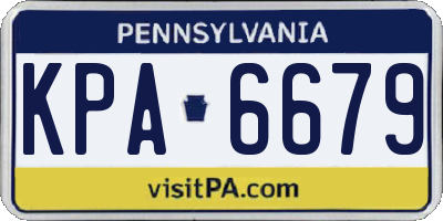 PA license plate KPA6679