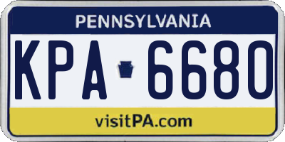PA license plate KPA6680