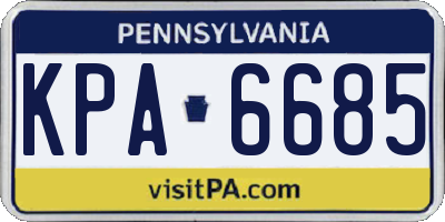 PA license plate KPA6685