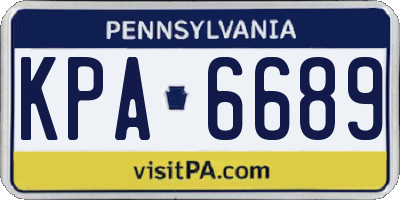 PA license plate KPA6689