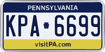 PA license plate KPA6699