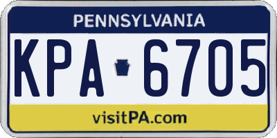 PA license plate KPA6705