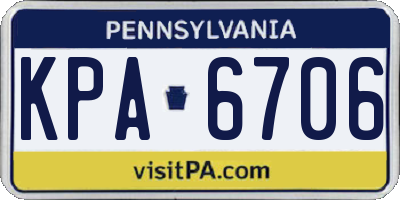 PA license plate KPA6706