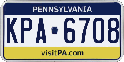 PA license plate KPA6708