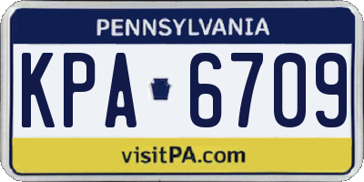 PA license plate KPA6709