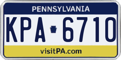PA license plate KPA6710