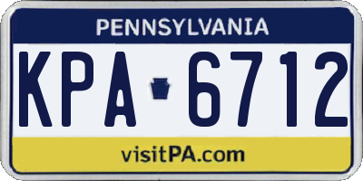 PA license plate KPA6712