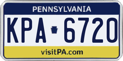 PA license plate KPA6720