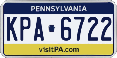 PA license plate KPA6722