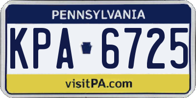 PA license plate KPA6725