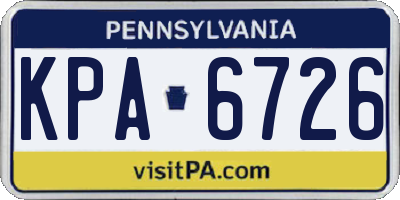 PA license plate KPA6726