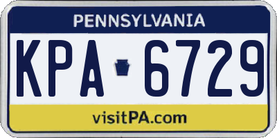 PA license plate KPA6729