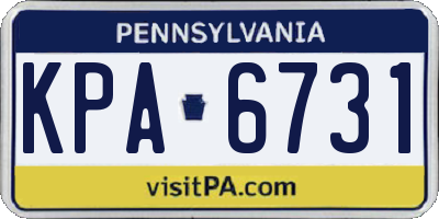 PA license plate KPA6731