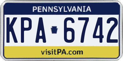 PA license plate KPA6742