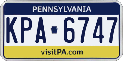 PA license plate KPA6747