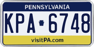 PA license plate KPA6748