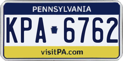 PA license plate KPA6762