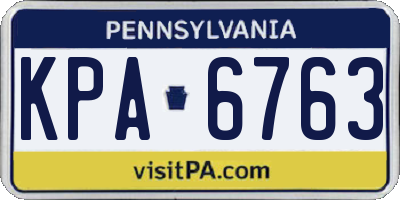 PA license plate KPA6763