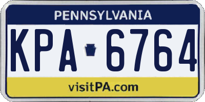 PA license plate KPA6764