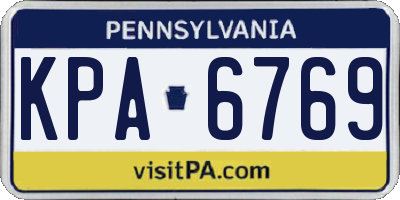 PA license plate KPA6769