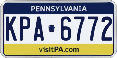 PA license plate KPA6772