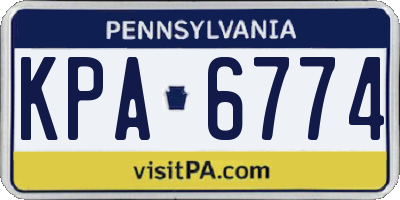 PA license plate KPA6774