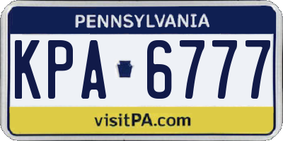 PA license plate KPA6777