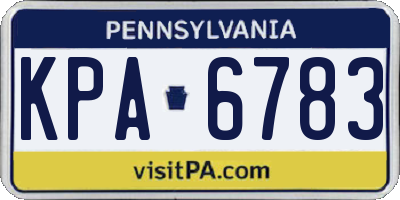 PA license plate KPA6783
