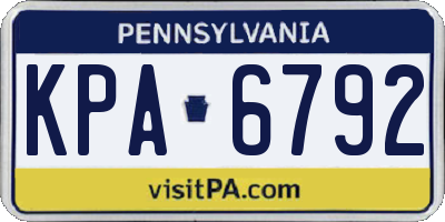 PA license plate KPA6792