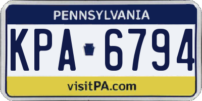 PA license plate KPA6794