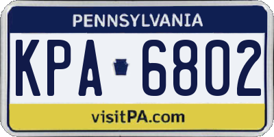 PA license plate KPA6802