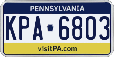 PA license plate KPA6803