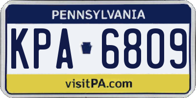 PA license plate KPA6809